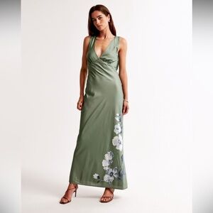 Abercrombie plunge cowl back maxi dress